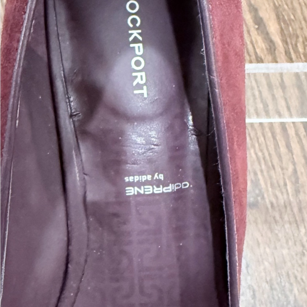 Rockport Burgundy Suede Platform Peep Toe Heels Size 8 - Picture 9 of 9